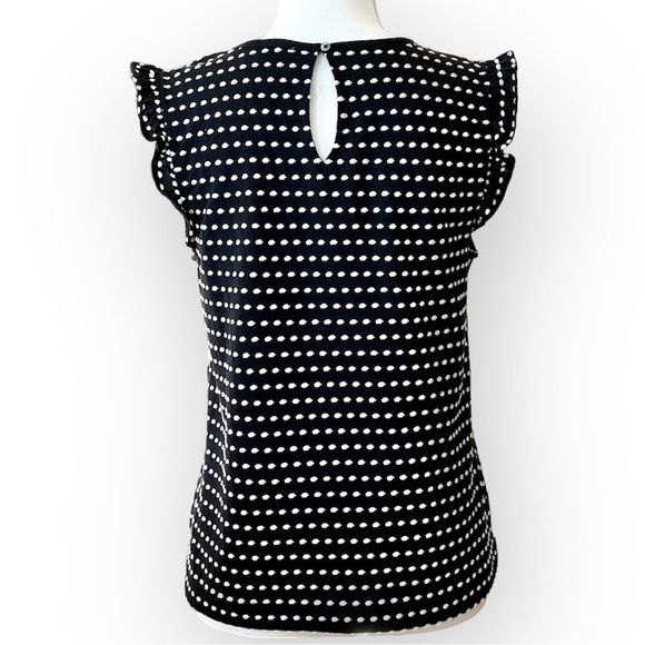 LOFT Black and White Polka Dot Top with Flutter Cap Sleeves Size SP - Picture 3 of 8